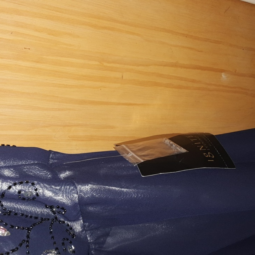 Ignite Evenings By Carol Lin size 14 navy blue lined dress - Picture 3 of 11